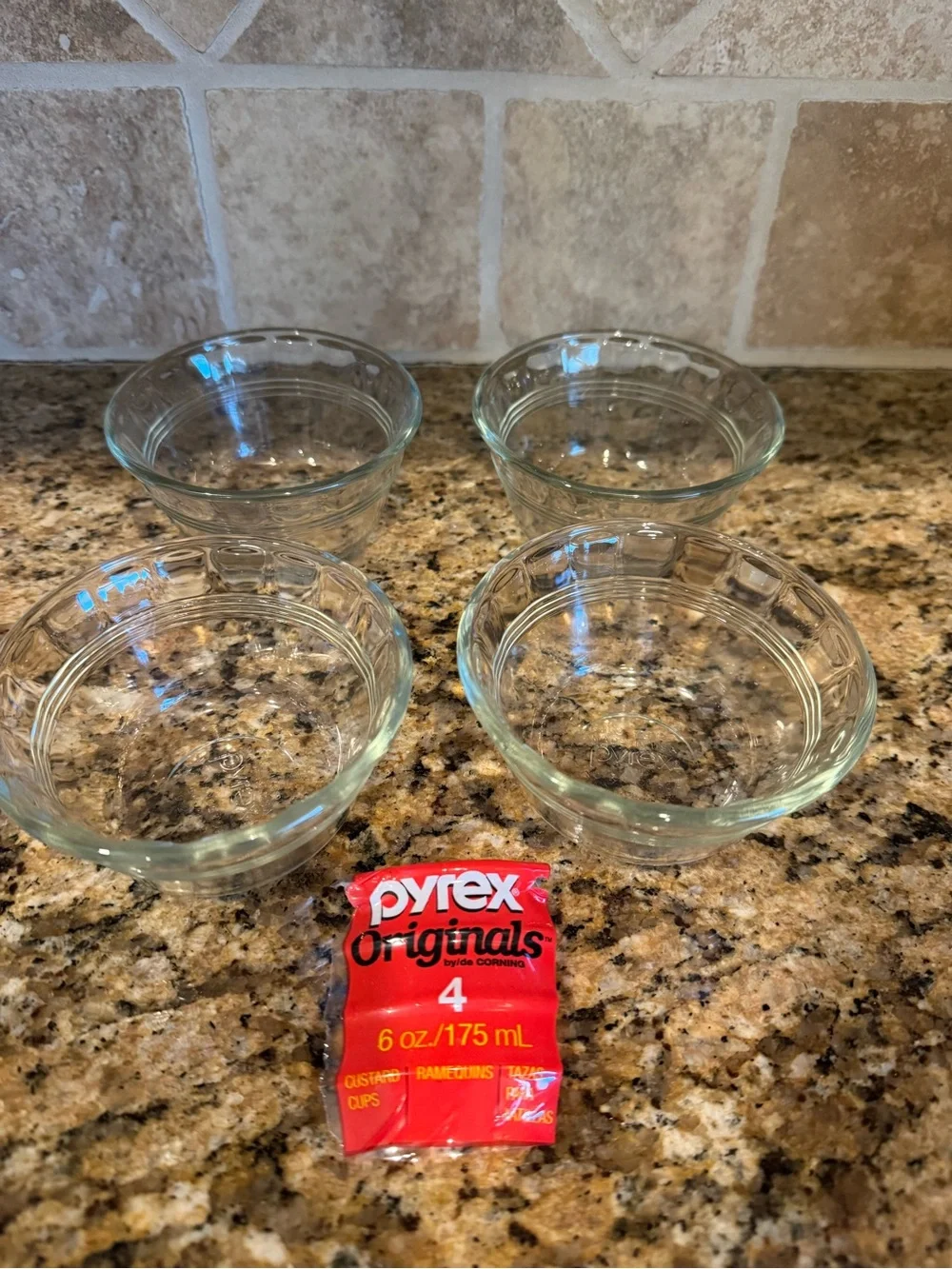 Pyrex Original 6oz Clear Glass Ribbed Custard Dishes (Set of 4) Made in USA 🇺🇸